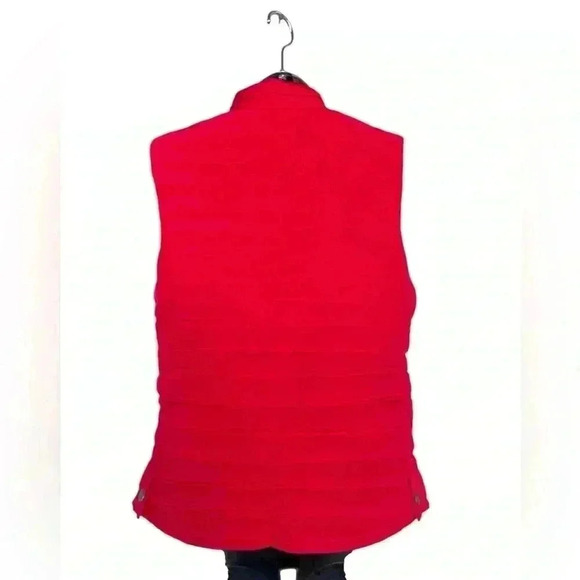 Loft women’s Red Puffer Vest, Size small front zipper beautiful strawberry red - Picture 3 of 10